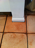 Close up of terracotta floor installation in progress (Godalming)